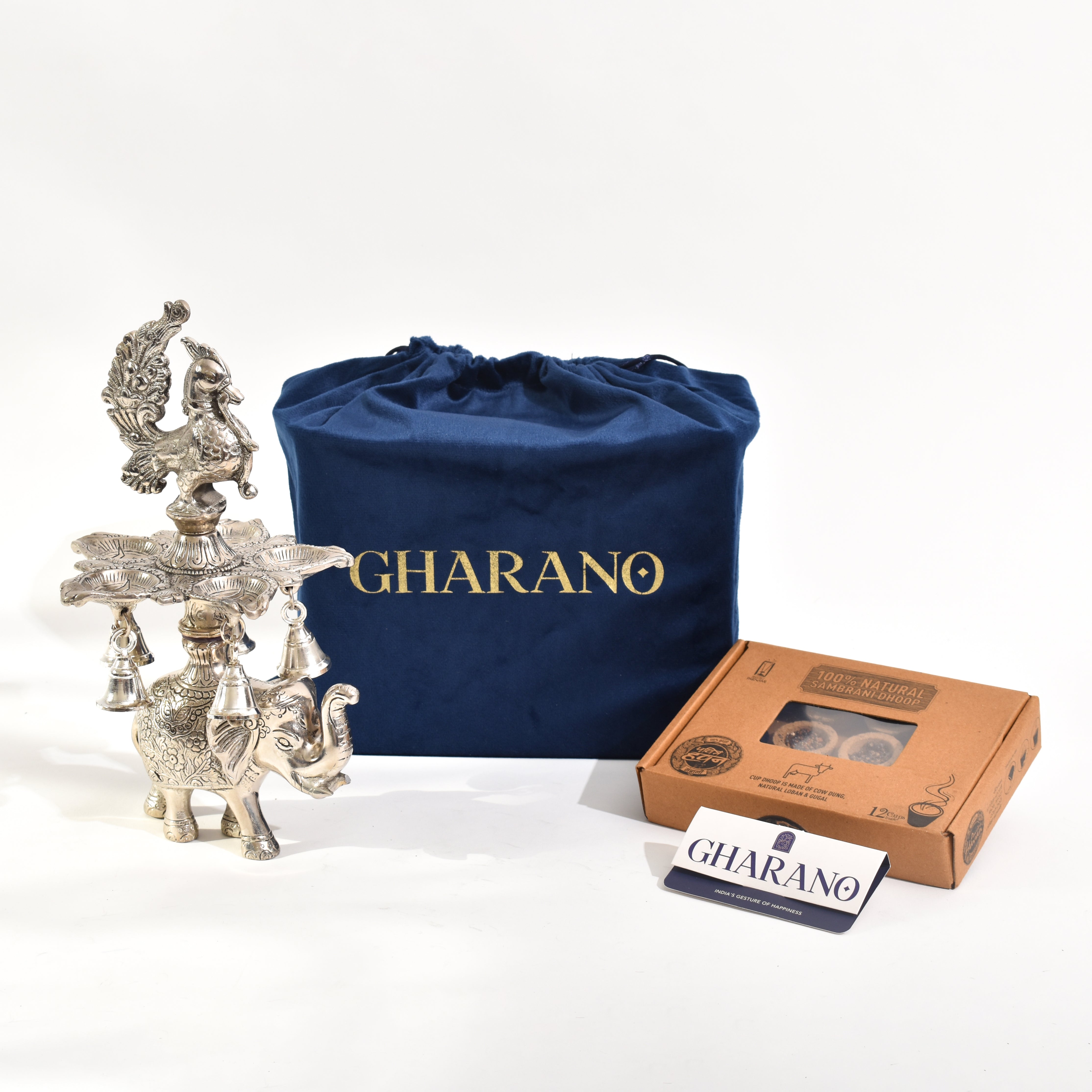 Elephant - Peacock Diya with Bells