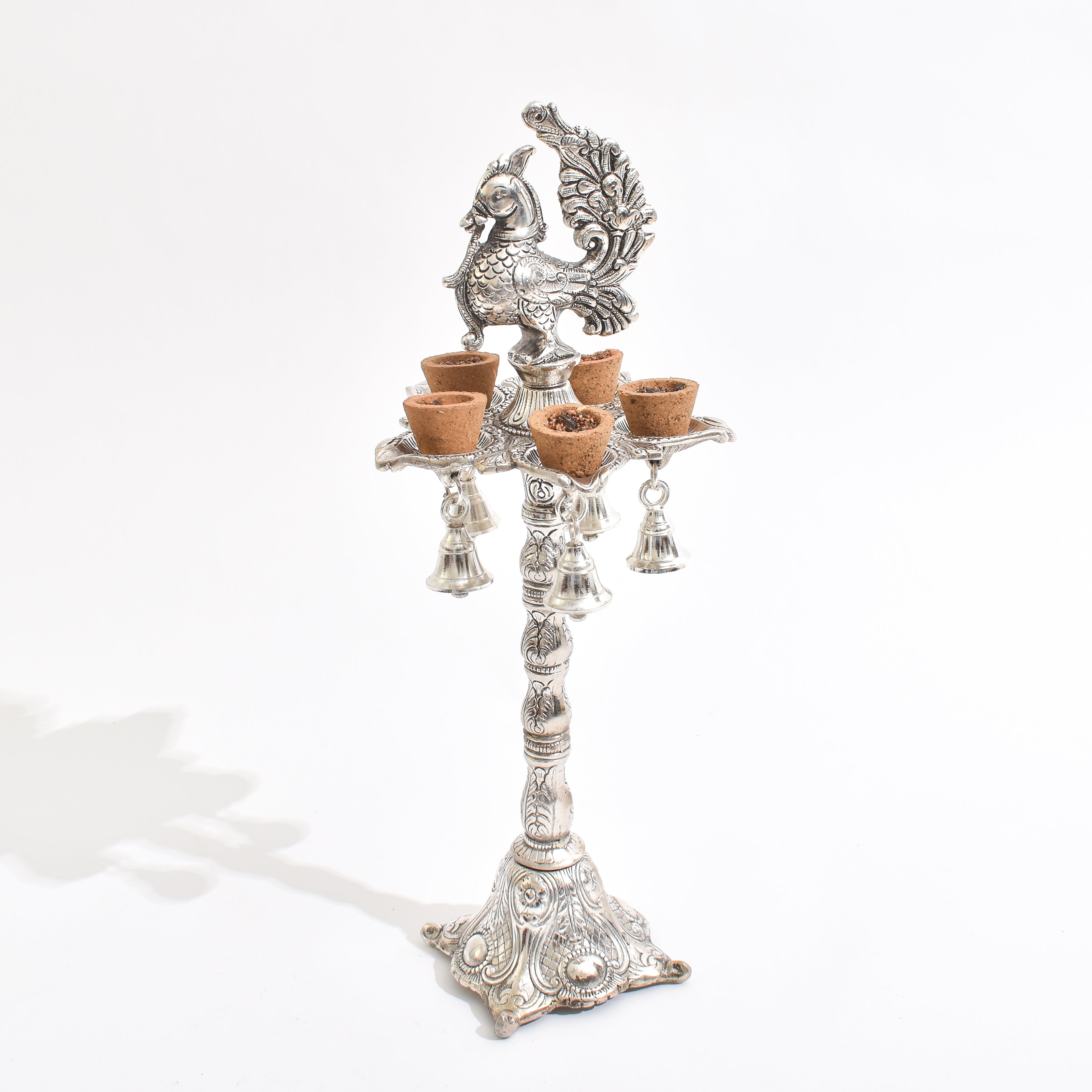 Gorgeous Peacock Diya with Bell Base