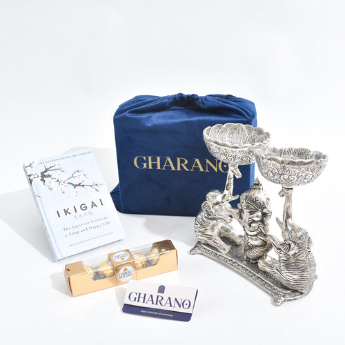 Twin Elephant Ganesha Diya Stand