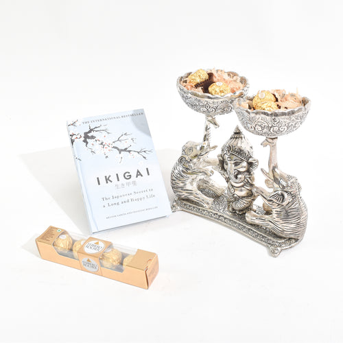 Twin Elephant Ganesha Diya Stand