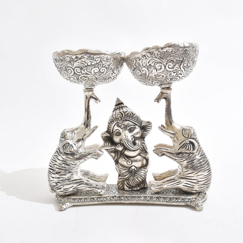 Twin Elephant Ganesha Diya Stand