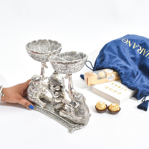 Twin Elephant Ganesha Diya Stand