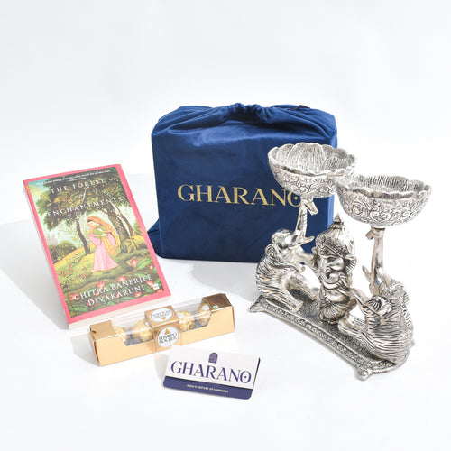  Elephants Holding Bowls with Book & Chocolates