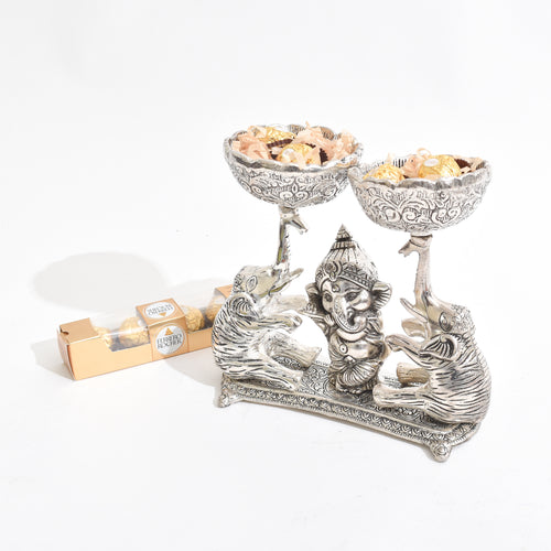 Twin Elephant Ganesha Diya Stand