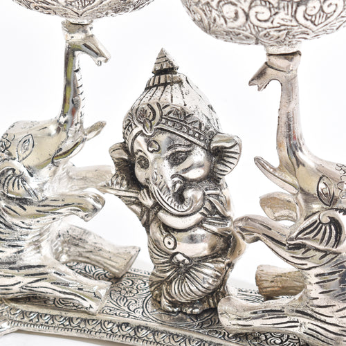 Twin Elephant Ganesha Diya Stand