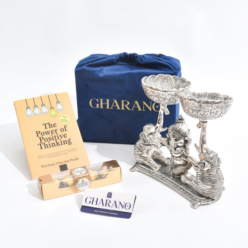 Twin Elephant Ganesha Diya Stand