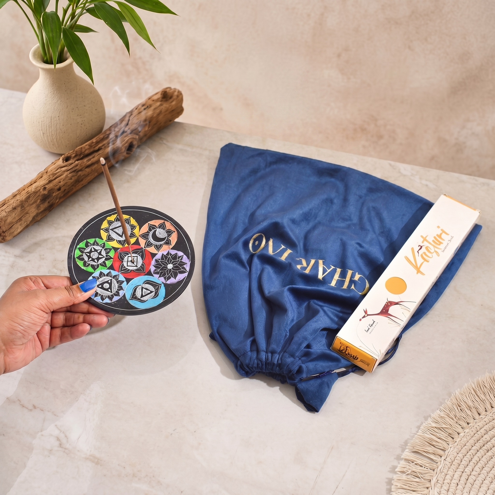 Incense Holder Round - Inpired by 7 Life Chakra