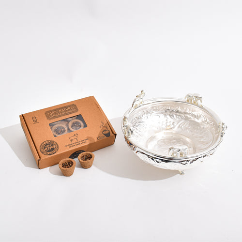 Brass Urli with Elephants on Rim