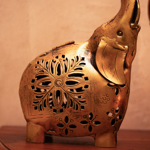 Elephant Pair with Tea Light Holder in Their Stomach