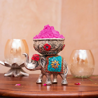 Elephant bowl with Tangerine Quartz and Lapis Lazuli Details