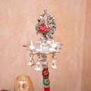 Elephant and peacock Diya with Tangerine Quartz and Lapis Lazuli Details