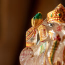 Ganesh Ji carved in Rose Quartz seated on a Turtle