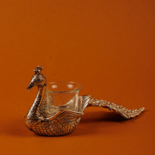 Peacock Candle Holder and Dips Serving Platter forward looking