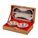 German Silver Plated 2 Bowl & Tray Set with Wooden Box | Luxury Gift Hamper