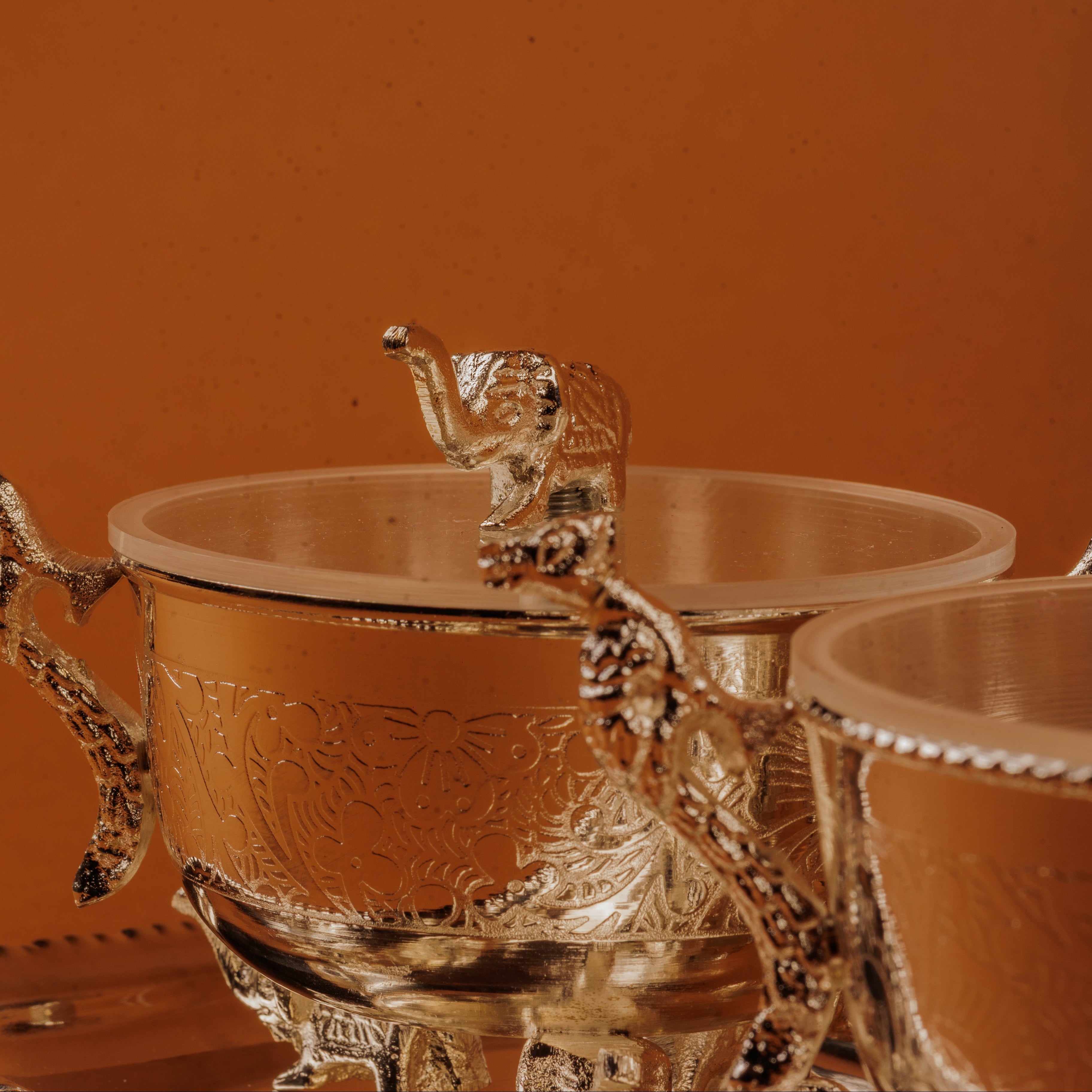 German Silver Plated Peacock Elephant Bowl Set of 3 | Luxury Gift