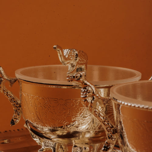 German Silver Plated Peacock Elephant Bowl Set of 3 | Luxury Gift