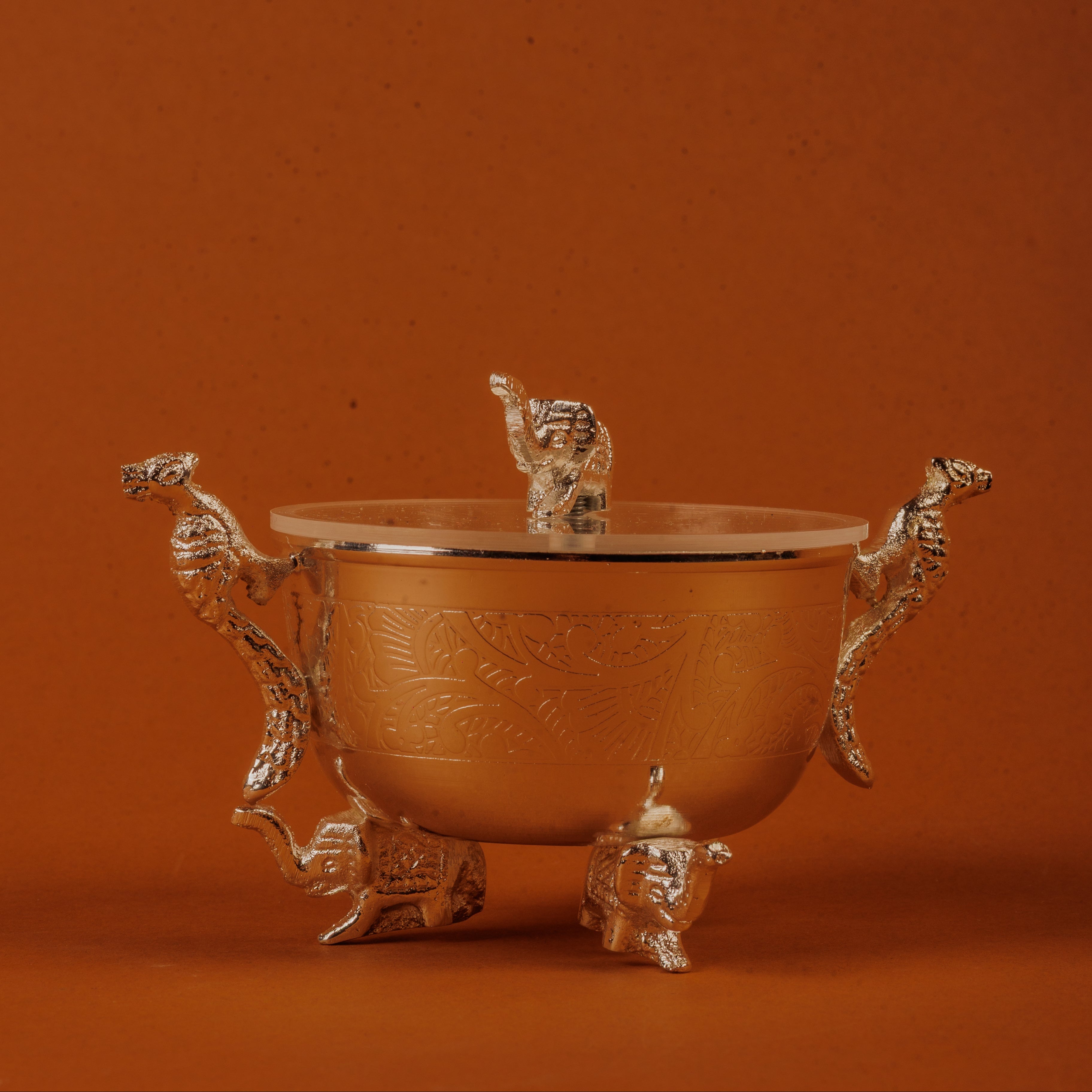 German Silver Plated Peacock Elephant Bowl Set of 3 | Luxury Gift