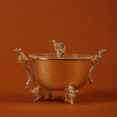 German Silver Plated Peacock Elephant Bowl Set of 3 | Luxury Gift