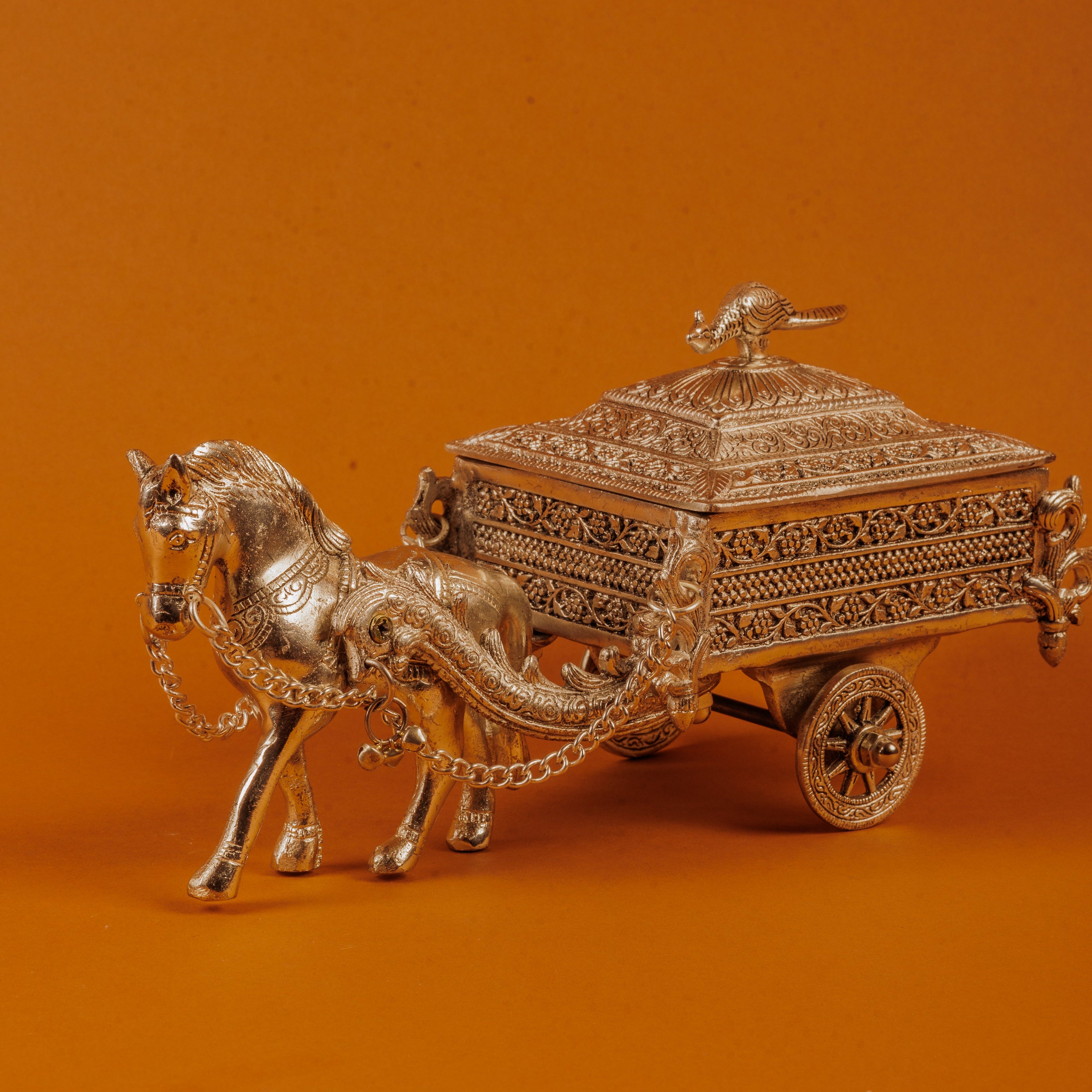 German Silver Plated Horse Cart (Baggi) | Royal Décor Gift