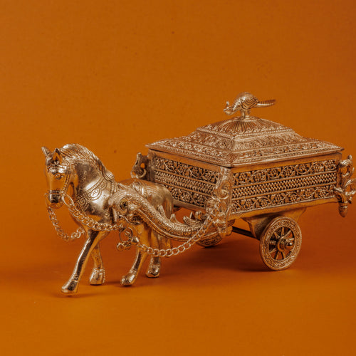 German Silver Plated Horse Cart (Baggi) | Royal Décor Gift