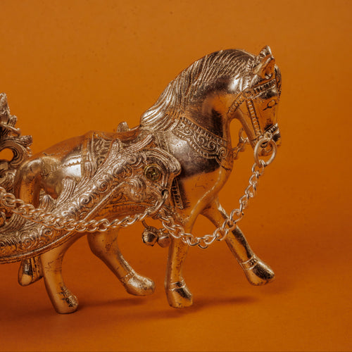 German Silver Plated Horse Cart (Baggi) | Royal Décor Gift