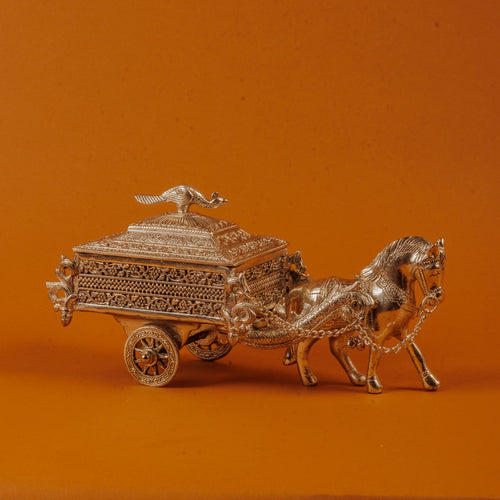 German Silver Plated Horse Cart (Baggi) | Royal Décor Gift