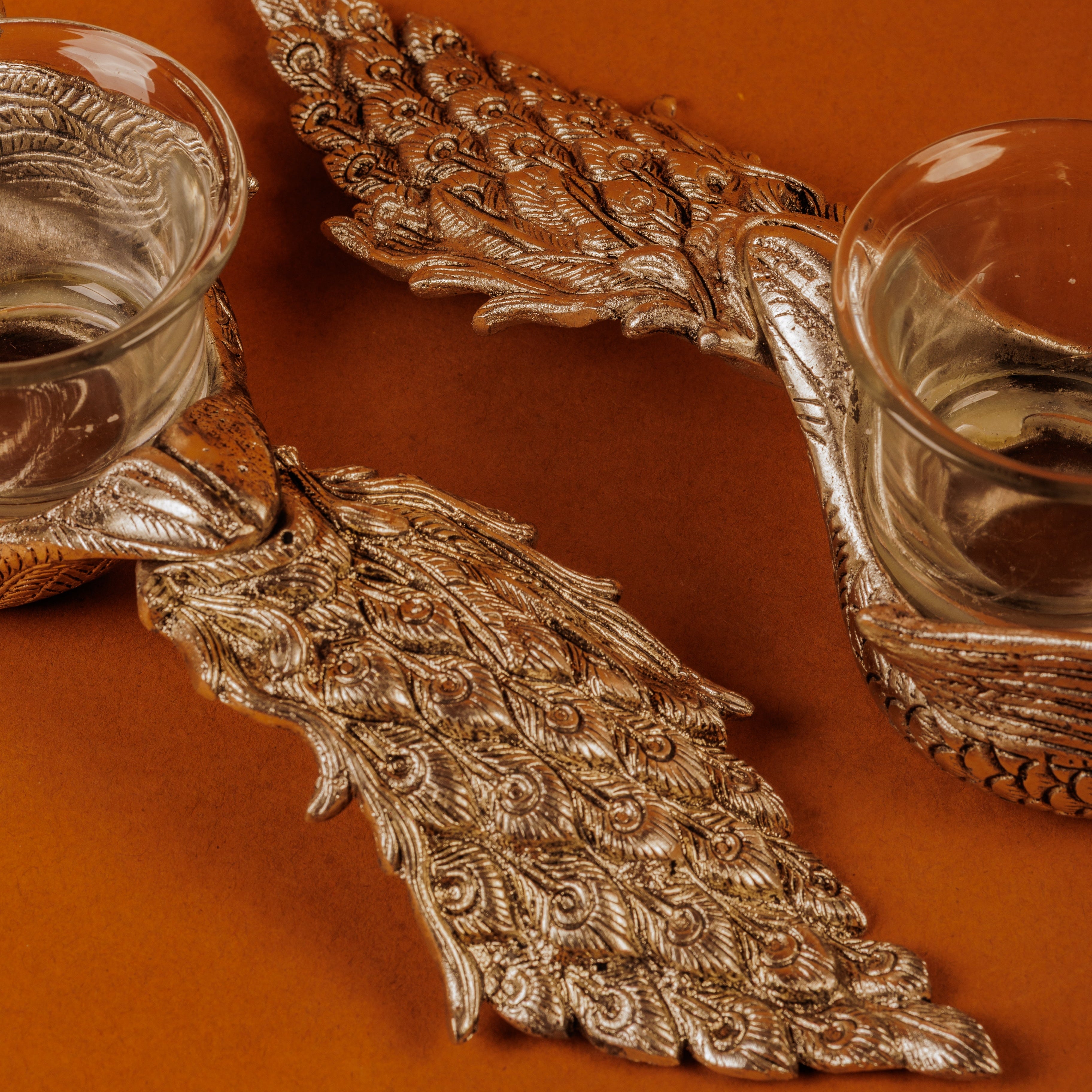 Peacock Candle Holder and Dips Serving Platter