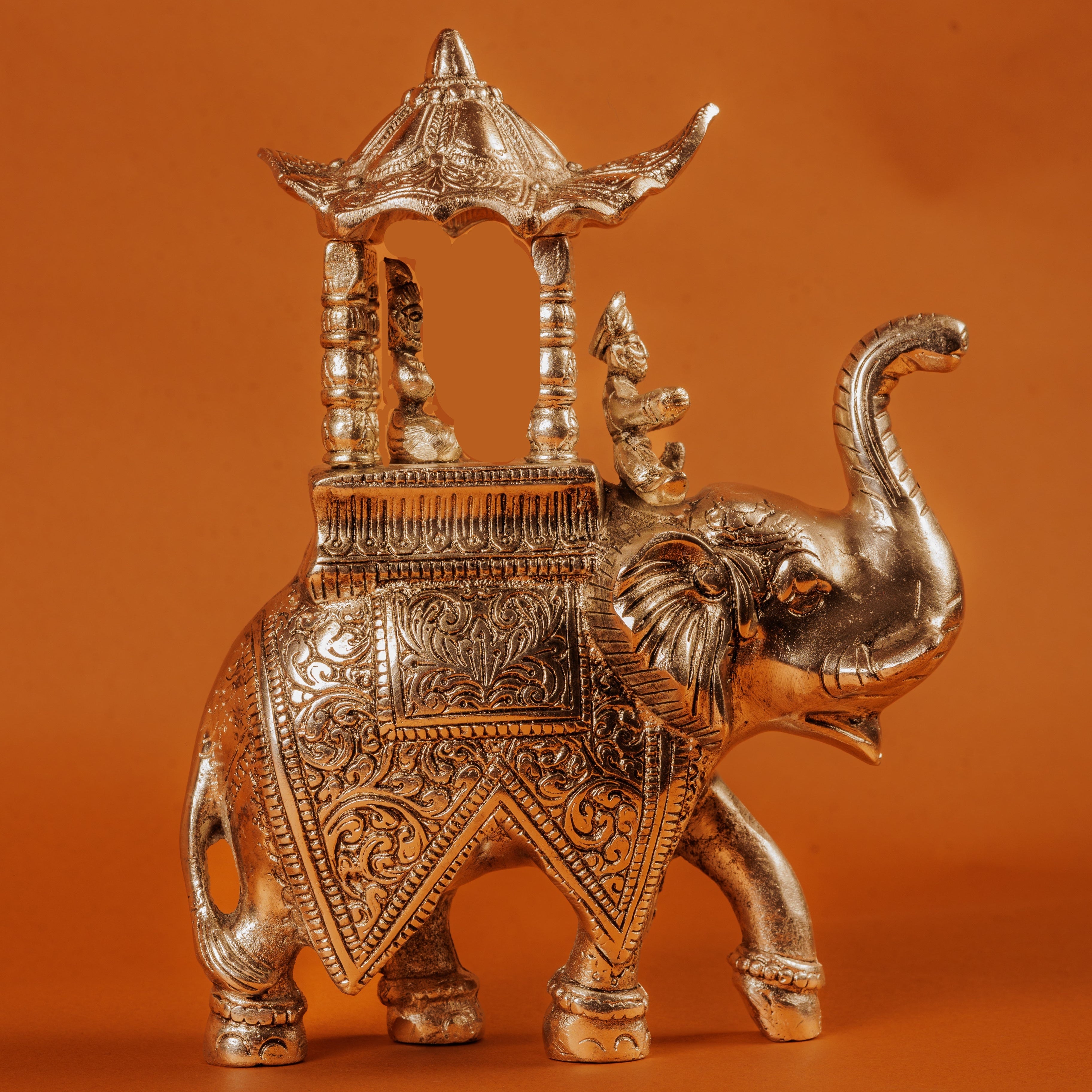 German Silver Plated Ambabari Elephant | Royal Decor Gift