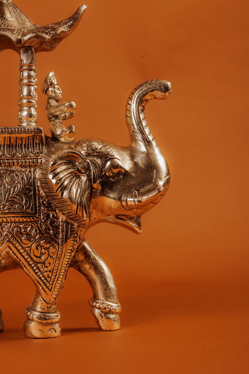 German Silver Plated Ambabari Elephant | Royal Decor Gift