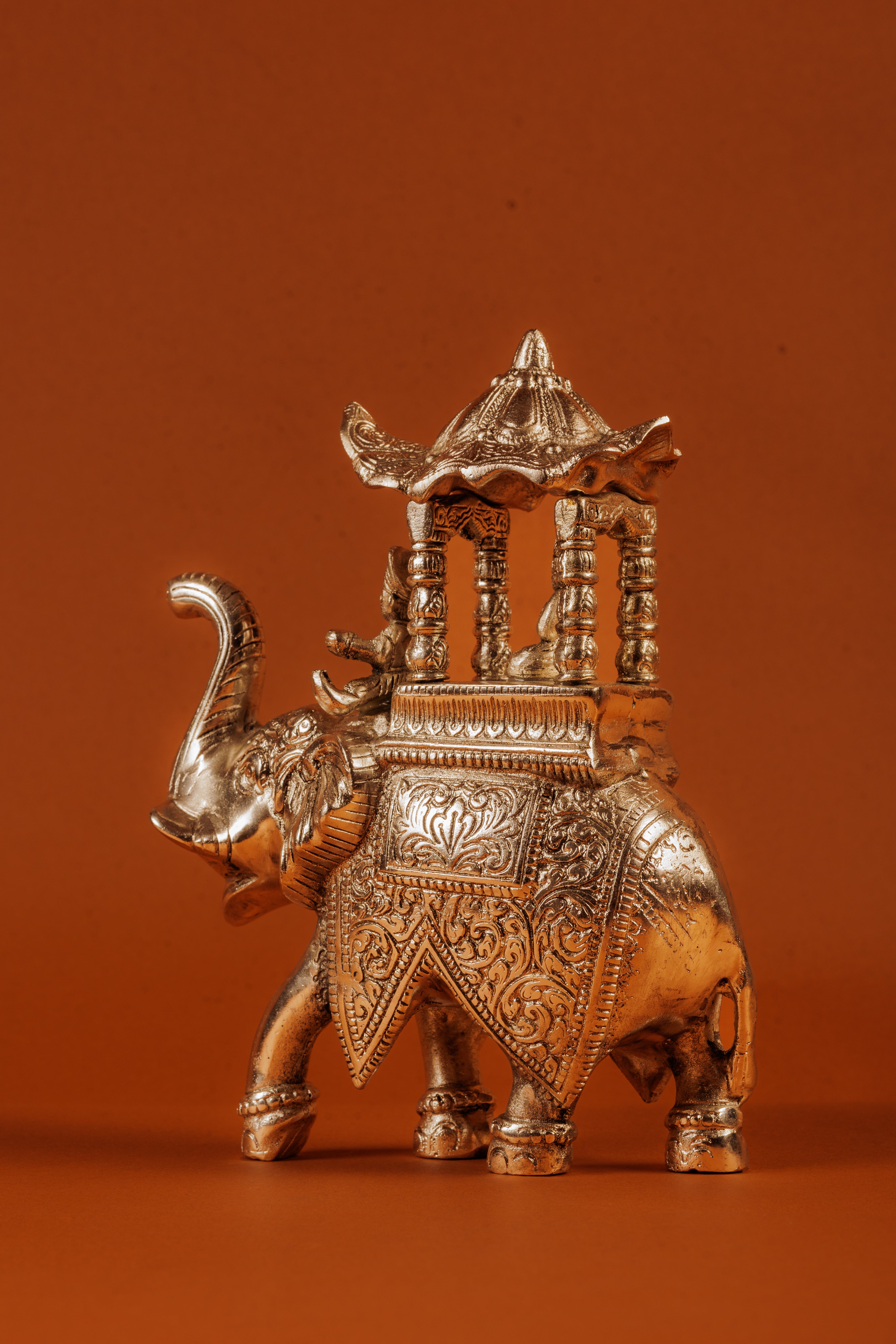 German Silver Plated Ambabari Elephant | Royal Decor Gift