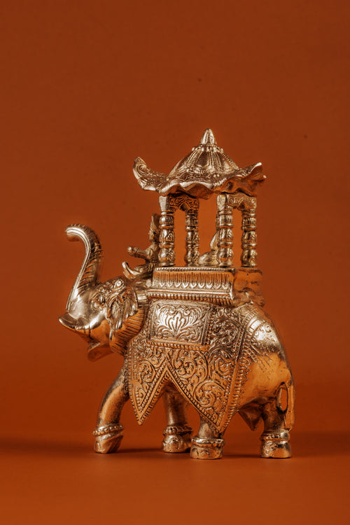 German Silver Plated Ambabari Elephant | Royal Decor Gift