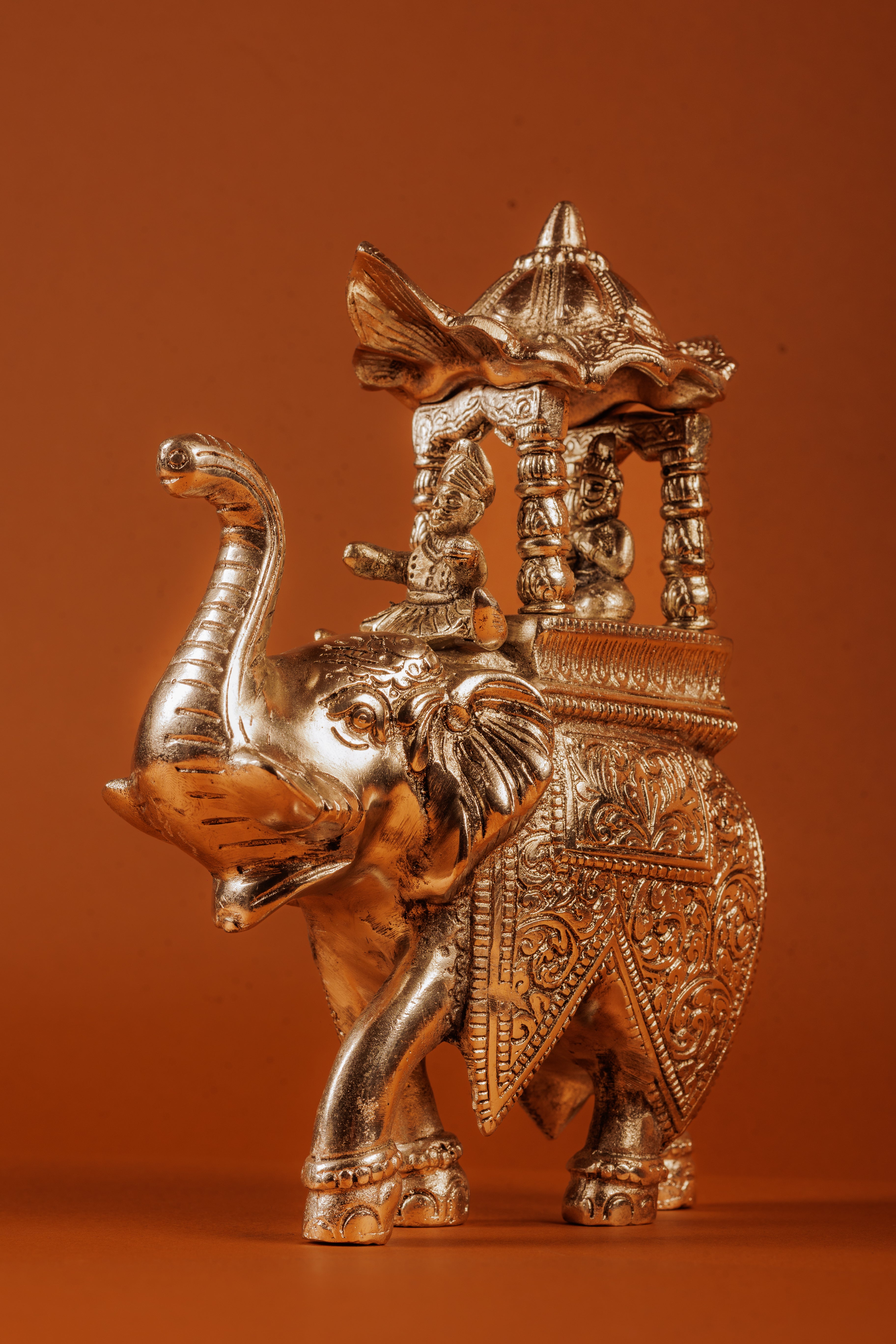 German Silver Plated Ambabari Elephant | Royal Decor Gift