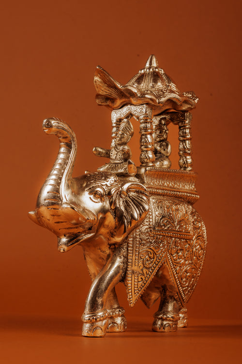 German Silver Plated Ambabari Elephant | Royal Decor Gift