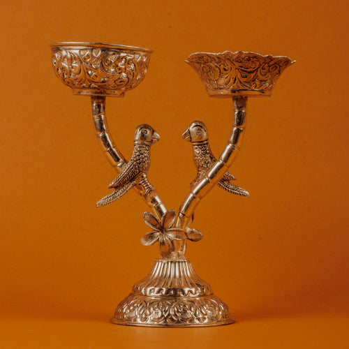 German Silver Plated Love Birds Candle Stand | Romantic Gift