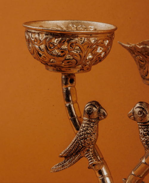 German Silver Plated Love Birds Candle Stand | Romantic Gift