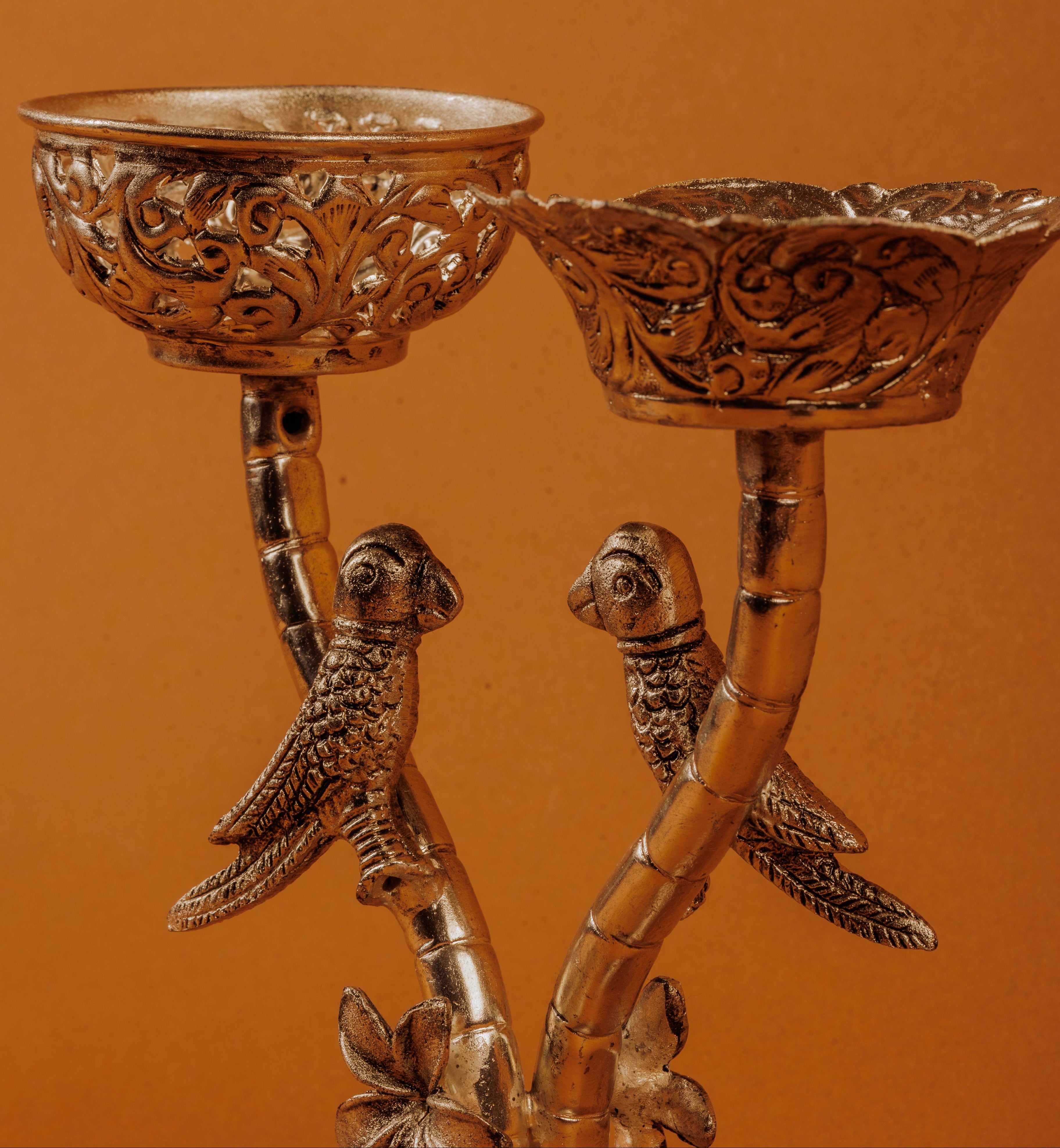 German Silver Plated Love Birds Candle Stand | Romantic Gift