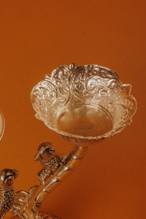 German Silver Plated Love Birds Candle Stand | Romantic Gift