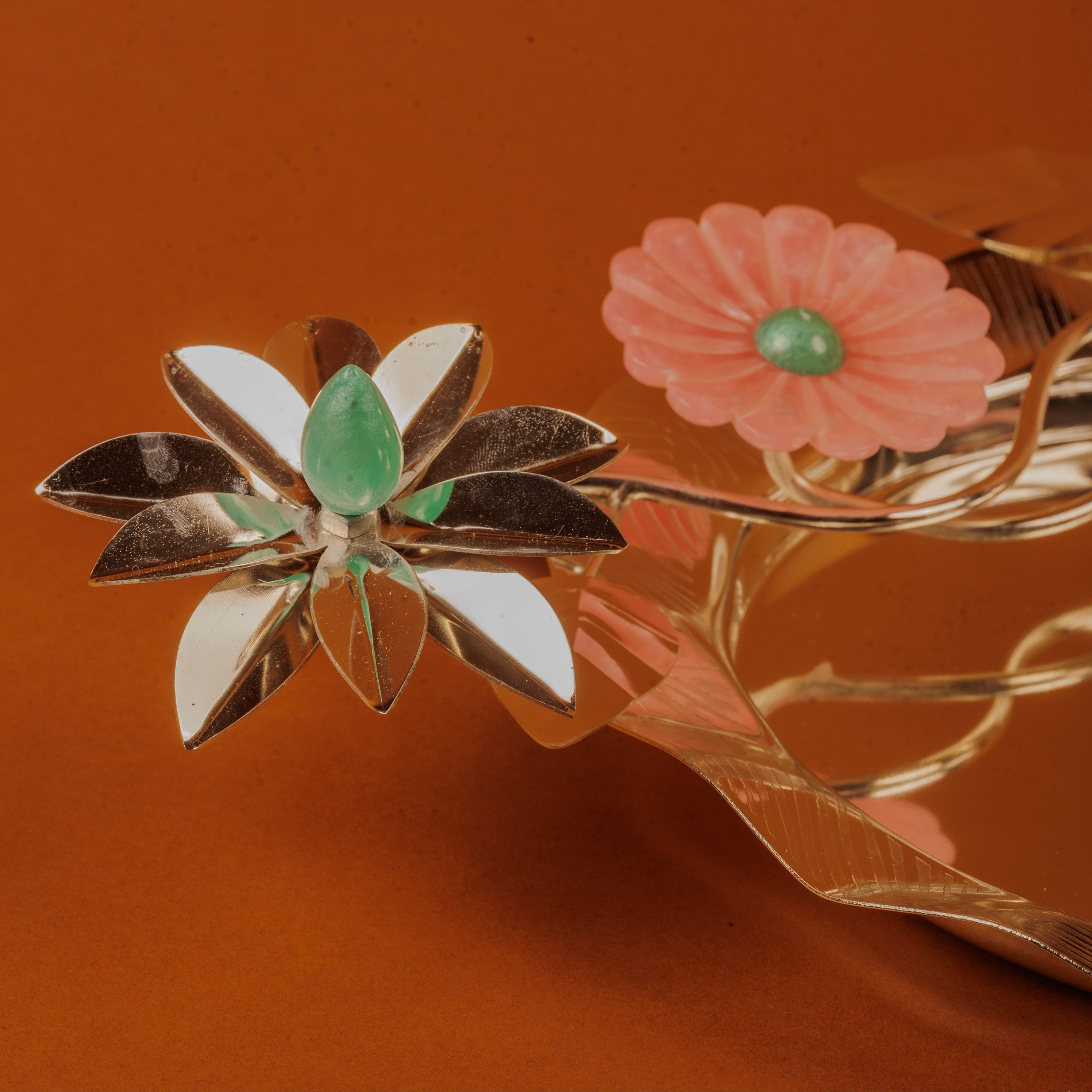 German Silver Flower Pooja Thali for Festivals & Rituals