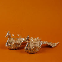 Peacock Candle Holder and Dips Serving Platter forward looking