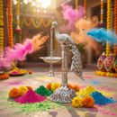 German Silver Peacock with Hanging Diya