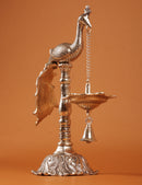 German Silver Plated Peacock with Hanging Diya
