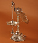German Silver Plated Peacock with Hanging Diya