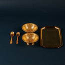 Gold Plated 2 Bowl & Tray Set with Wooden Box | Luxury Gift Hamper