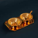 Gold Plated 2 Bowl & Tray Set with Wooden Box | Luxury Gift Hamper