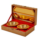 Gold Plated 2 Bowl & Tray Set with Wooden Box | Luxury Gift Hamper