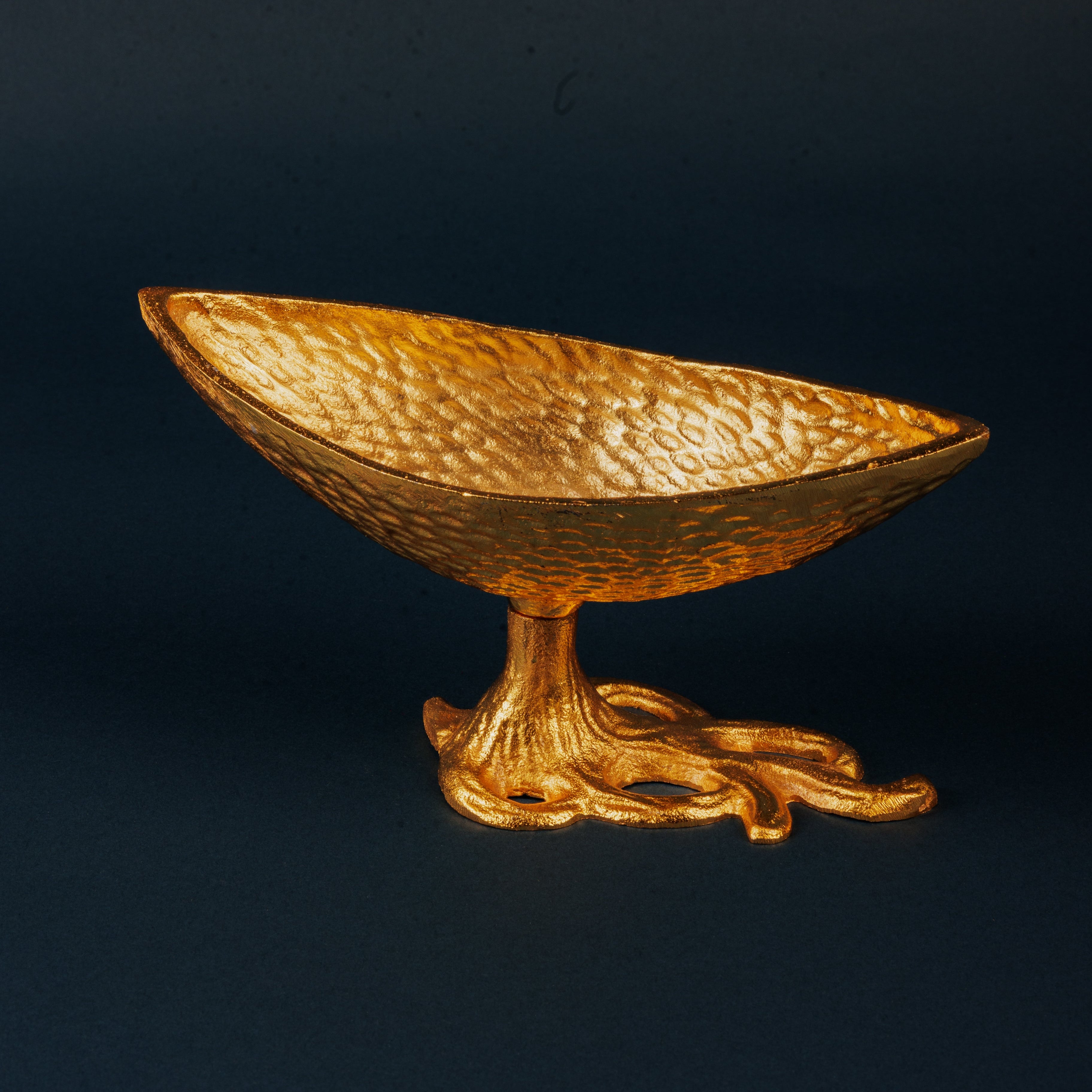 Golden Boat Shaped Serving Platter