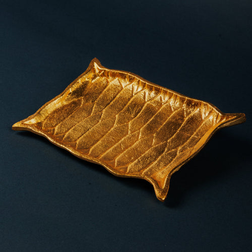 Golden Aladdin Carpet Shaped Small Platter | Decorative Serving Tray