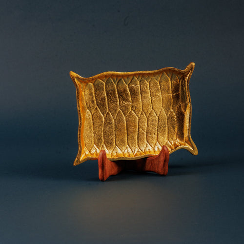 Golden Aladdin Carpet Shaped Small Platter | Decorative Serving Tray