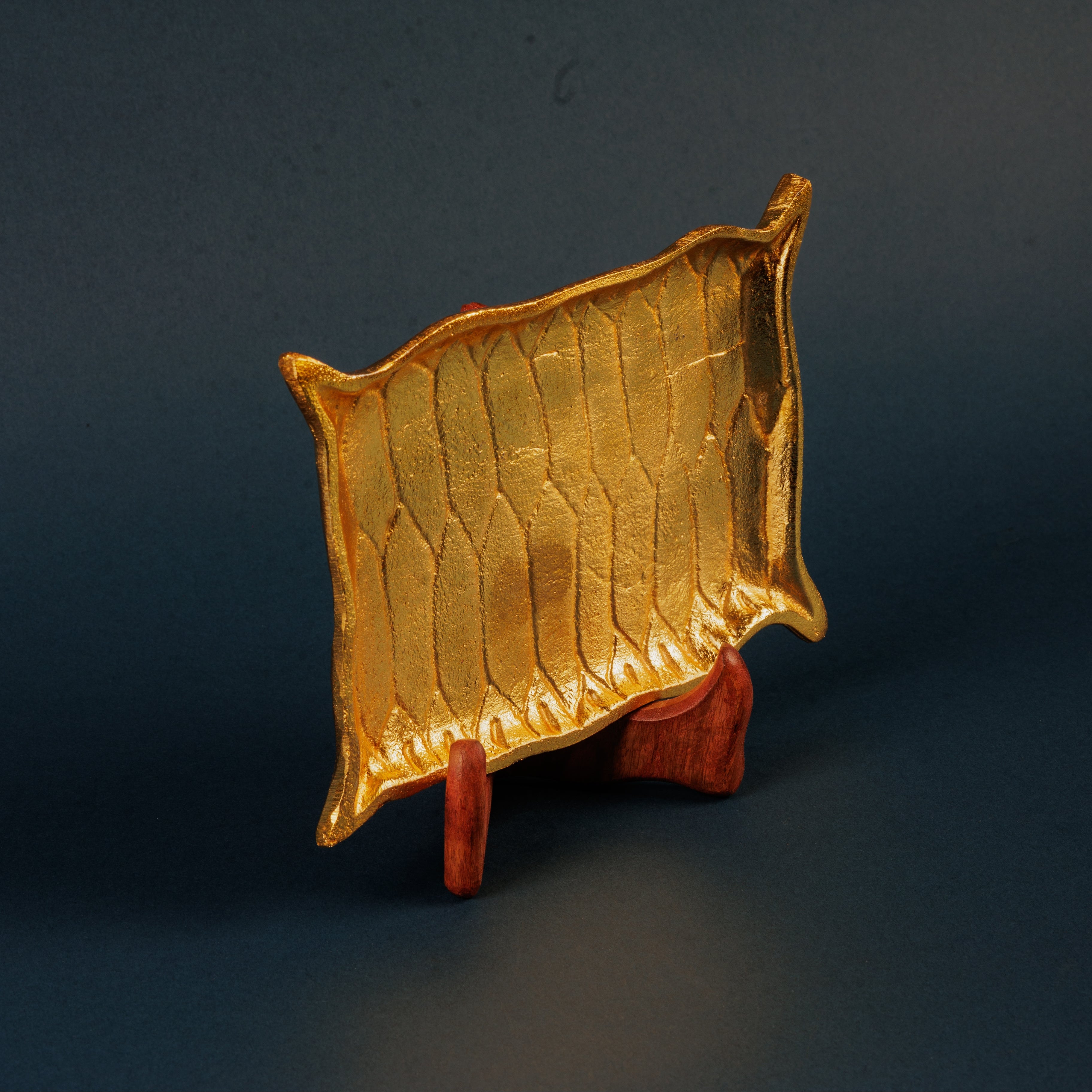 Golden Aladdin Carpet Shaped Small Platter | Decorative Serving Tray
