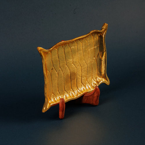 Golden Aladdin Carpet Shaped Small Platter | Decorative Serving Tray